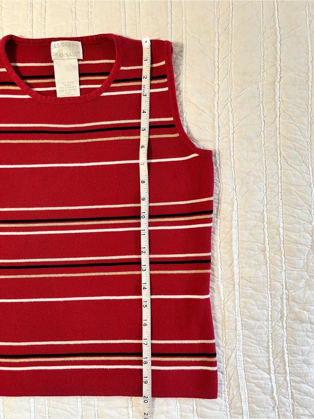 VINTAGE 90s Designers Originals Striped Sweater Knit Tank Top - Size S - Picture 5 of 5